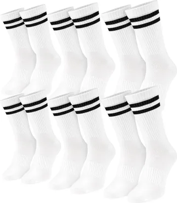 Produktbild von 6er Pack Bambus Crew Socken für Damen & Herren - Sportsocken aus Bambus-Viskose Weiß-42/47