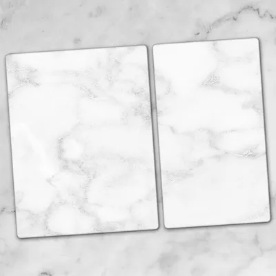 Produktbild von Glas-Herdabdeckplatten Glaskeramikkochfeld-Abdeckung Spritzschutz Schneidebrett Zweiteilige Glas 70x52 Weiß Holzplatte