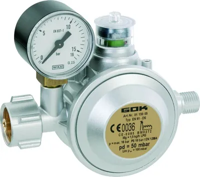 Produktbild von GOK Gewerberegler 50 mbar mit Manometer + Bogapro Lecksuchspray
