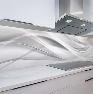 Produktbild von Küchenrückwand  Silver Waves 60x300 cm, robuste ABS-Kunststoff Platte Monolith mit Direktdruck