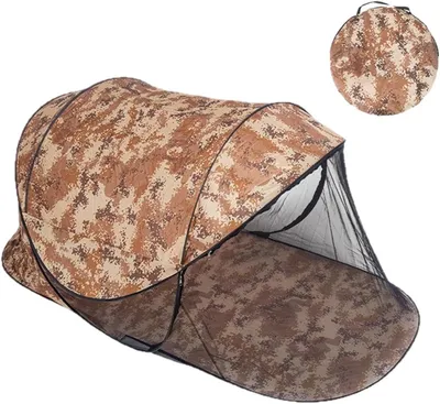 Produktbild von Faltbares Markisenzelt für draußen für 2–3 Personen mit wasserdichtem Sonnenschutz, Netzbelüftung und reißfestem Gewebe für Rucksackreisen, Picknicks, Hinterhöfe, Patios und Gärten