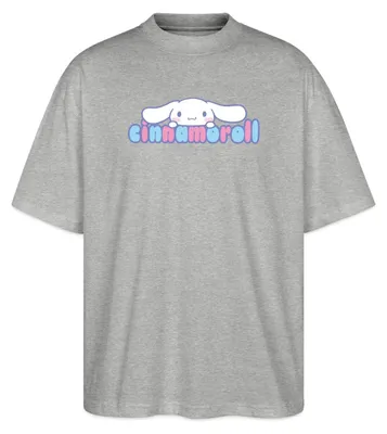 Produktbild von Spreadshirt Cinnamoroll Guckt Über Schriftzug Oversize Uni T-Shirt, M, Grau meliert