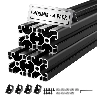 Produktbild von VEVOR 4040 Aluminium Profile 4 Stk. 40 cm, Eloxierte T-Nut-Aluprofile nach EU-Standard, Hochfeste Strangpressprofile, Aluminiumschiene für 3D-Druckerteile, CNC-DIY-Werkbänke und Montage, Schwarz