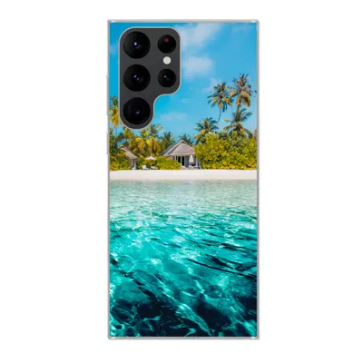 Produktbild von MuchoWow® Handyhülle Schutzhülle Hülle für Samsung Galaxy S22 Ultra Strand - Palmen - Meer Silikon Softcase Handy Hülle - Abbildung