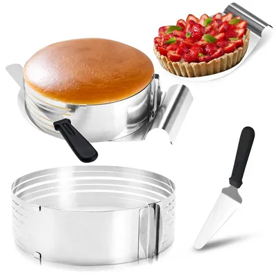 Produktbild von Hengda Torten Set Tortenboden-Schneidhilfe Ø23 / 30 cm, Torten-Set mit Tortenmesser & Tortenhebeboden 4tlg