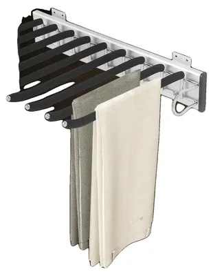 Obrázek produktu pro Věšák na kalhoty, nerezová ocel, délka 46 cm, šířka 32,6 cm, montáž na skříň, věšák na kalhoty