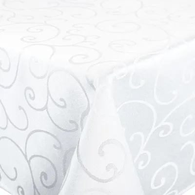 Produktbild von Tischdecke Abwaschbar Rechteckig 100 x 140 cm Jacquard Weiß Schmutzabweisend Pflegeleicht