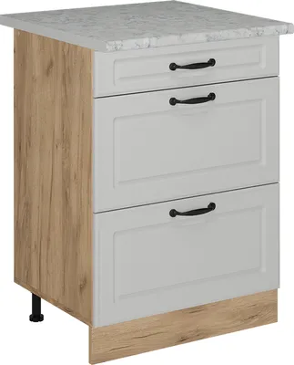 Produktbild von Küchenunterschrank Vicco R-Line Weiß Landhaus 60 cm mit Schubladen, AP Marmor, Model 54096