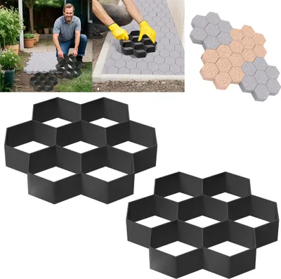 Obrázok produktu pre LZQ 1 kus dlažby forma chodník forma dlažba kameň DIY dlažba podlahové dosky 29x28x4.4cm dlažba doska šablóna pre betón, chodník, dlažobné kocky, terasové dosky (typ E)