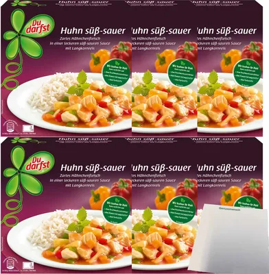 Produktbild von Du darfst Menü Huhn süß-sauer 6er Pack (6x375g Packung) + usy Block