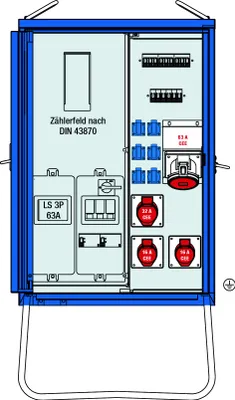 Produktbild von as-Schwabe Baustromverteilerschrank Stromversorgung Baustelle 4x CEE Steckdosen 6x Schuko stabiler Endverteile