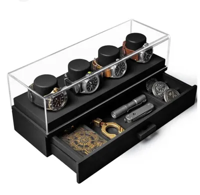 Immagine prodotto di Scatola in legno per orologi da uomo - custodia per orologi da uomo - custodia elegante - regalo ideale per il fidanzato o il papà.