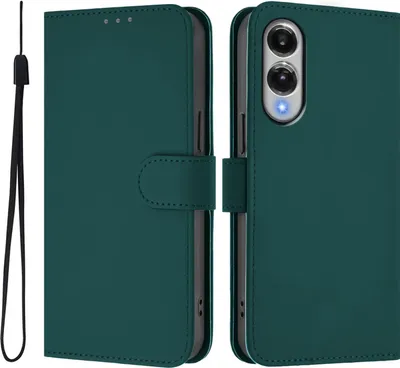 Produktbild von Hülle für Samsung Galaxy S25 Edge - Phonesta Soft Skin Book Wallet Klapphülle mit Kordel - Dunkelgrün