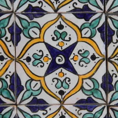 Produktbild von Handbemalte Fliesen 4er-Set – Mediterranes Boho-Nachbildung