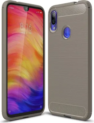 Produktbild von Xiaomi Redmi Note 7 / 7 Pro TPU Case Carbon Fiber Optik Brushed Schutz Hülle Grau