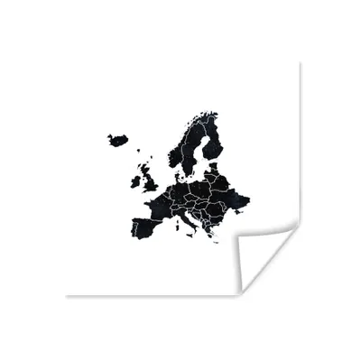 Obrázok produktu pre MuchoWow® Plagát - Mapa Európy - Čiernobiela - 100x100