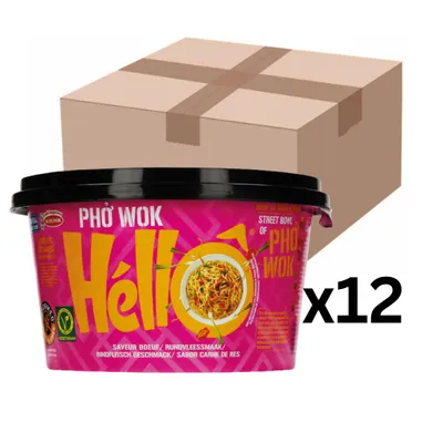 Produktbild von 12er-Pack Acecook Pho Wok Hello Instant Reisnudeln Rindfleisch Cup 76g