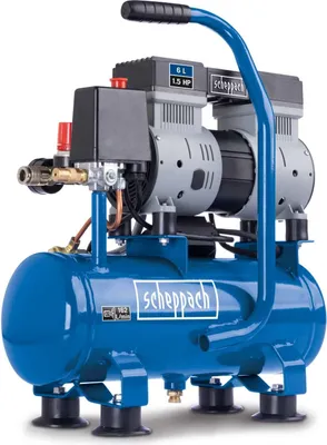 Produktbild von Scheppach Ultra Silent Kompressor HC08Si | 1,5PS / 1100W | 8 bar | 6 Liter | 162 l/min Ansaugleistung | 67,4 db(A)* Leise | + Druckminderer & Kupplung