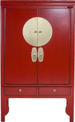 Produktbild von Fine Asianliving Chinesischer Hochzeitsschrank Lucky Rot - Orientique Kollektion B100xT55xH175cm Chinesischer Schrank Chinesischer Hochzeitsschrank Orientalische Möbel Asiatische
