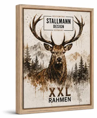 Produktbild von Stallmann Design XXL Schattenfugenrahmen 100x140 cm | Farbe: Eiche schwarz gemasert | Zerlegter Leer-Rahmen für Leinwände auf Keilrahmen | mit Montagezubehör | ohne Glas und Rückwand
