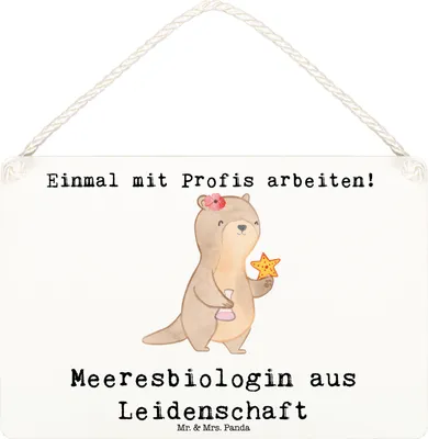 Produktbild von Mr. & Mrs. Panda Schild Meeresbiologin Leidenschaft DIN A6 - Weiß - Geschenk, Naturwissenschaftlerin, wandtafel, Türschild, Studium, holzbild, Lustig, Witzig, Spruch
