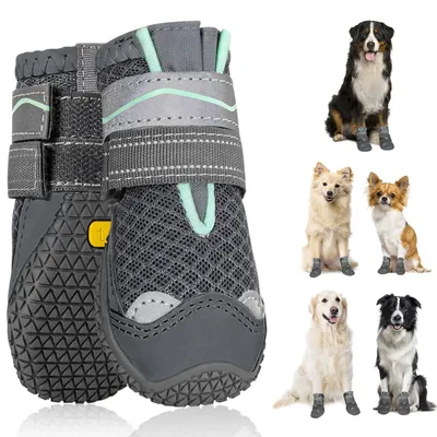 Imagen del producto de Zapatos ajustables para perros, con suela antideslizante, ideales para uso en exteriores