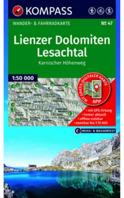 Obrázok produktu pre KOMPASS Turistická mapa 47 Lienzské Dolomity, údolie Lesachu, Karnická magistrála 1:50 000