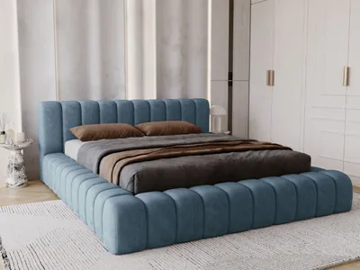 Produktbild von GrainGold Polsterbett Italia 180x200 cm - Bett 180x200, Polsterbett mit Bettkasten und Lattenrost - Blau (Whisper 12)