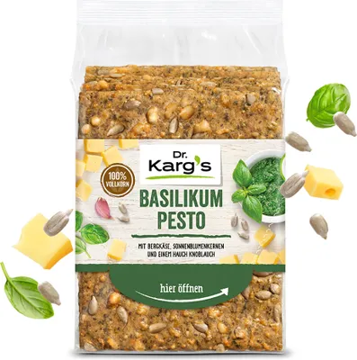 Produktbild von Dr. Kargs Basilikum Pesto Bergkäse und Sonnenblumenkerne 200g 5er Pack