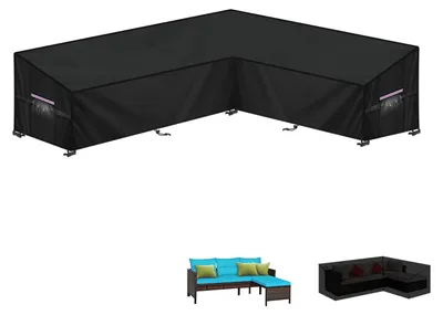 Produktbild von Omgoods – Wasserdichte Schutzhülle für L-förmige Gartenmöbel, 220 x 150 x 80/60 cm