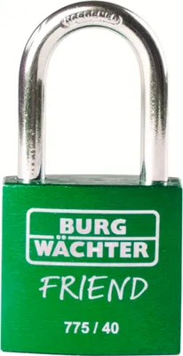Obrázok produktu pre BURG-WÄCHTER 775 40 Friend, štandardný visiaci zámok, Zámok na kľúč, Bicykel, Plot, Sklad, úložná skrinka, Workshop, Zelená, Hliník, Nerezová oceľ