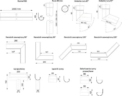 Obrázok produktu pre Hliníkový odkvapový systém Renoplast R50, odkvapové boxy, DN 40 mm, grafit