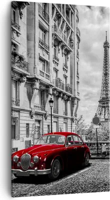 Produktbild von Bild auf Leinwand - Leinwandbild - Auto Eiffle Straße Gebäude - 45x80cm - Wand Bild - Wanddeko - Leinwanddruck - Bilder - Kunstdruck - Wanddekoration - Leinwand bilder - Wandkunst - PA45x80-3214
