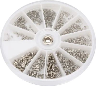 Imagen del producto de Juego de 600 tornillos de acero inoxidable con cabeza plana y ranura, de diferentes tamaños (M1.0, M1.2, M1.4, M1.6), para gafas