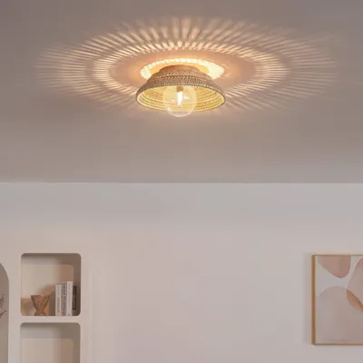 Produktbild von KOSILUM - Wandleuchte, Rattan und Eisen - Beige - Serelina