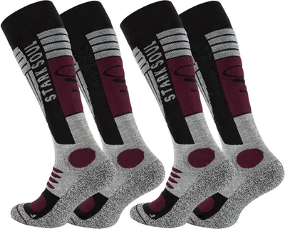 Produktbild von Stark Soul® Ski & Snowboard Socken 2 Paar, mit Spezialpolsterung 43-46 Grau-Schwarz-Bordaux