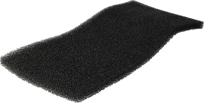 A black foam filter on a white background.
