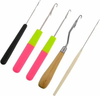 Productafbeelding van Haaknaalden - Set van 5 - Haaknaaldenset voor dreadlocks - Haarverlenging of tapijtenproductie en ander handwerk