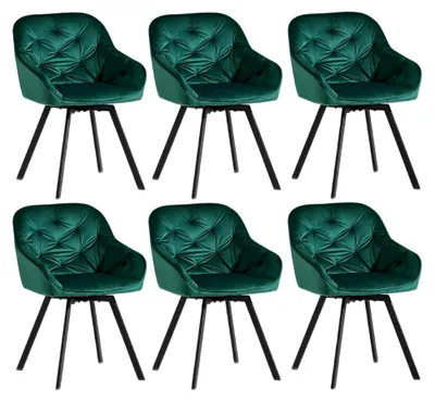Produktbild von Drehbare Samt Esszimmerstühle Set, Gepolsterte Sessel mit Armlehne für Küche, Freizeit und Büro (3, Grün)