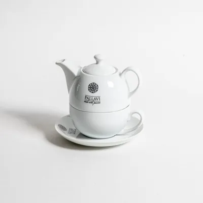 Produktbild von Bogucice PALLAVI Tea-for-One-Set 450ml weißes Porzellan