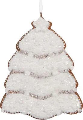 Image de Clayre & Eef Pendentif sapin de Noël 8x1x10 cm Blanc Plastique