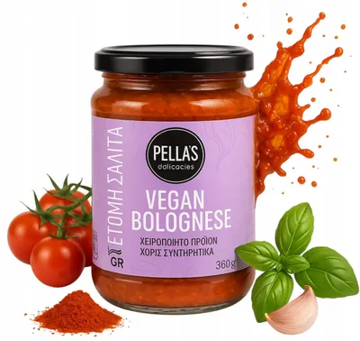 Produktbild von Pella’s Vegane Bolognese-Tomatensauce 360 g – Pflanzliche Bolognese aus Griechenland