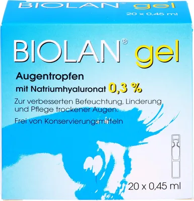 Zdjęcie produktu dla BIOLAN Żelowe krople do oczu z hialuronianem sodu 0,3% do suchych oczu, 20 pipet jednodawkowych