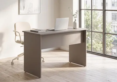 Produktbild von Schreibtisch 90 cm - Modernes Computer Schreibtisch Weiß - Großer Arbeitstisch für Home Office, Kinderzimmer, Studenten - Stabiler PC Tisch, platzsparend 90x75x51 (Grau), KI-generiertes Bild