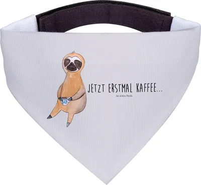 Produktbild von Mr. & Mrs. Panda Halstuch Hund Faultier Kaffee - Grau Pastell - Geschenk, faul, für, Hunde, Kaffeetasse, Bandana, Dreieckstuch, Coffee