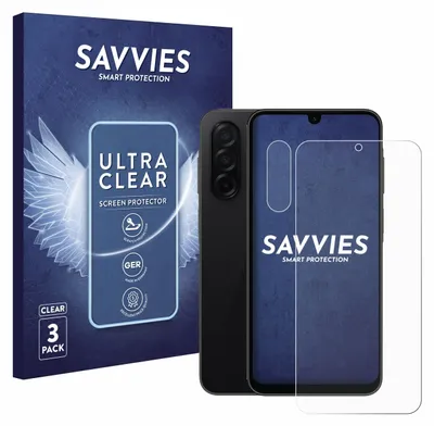 A product box and a smartphone with a screen protector are displayed.