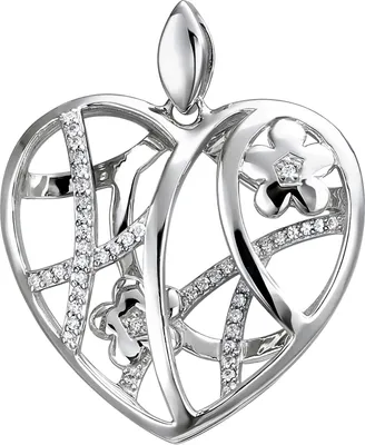 Produktbild von JOBO Anhänger Herz mit Blumen 925 Sterling Silber 47 Zirkonia Silberanhänger