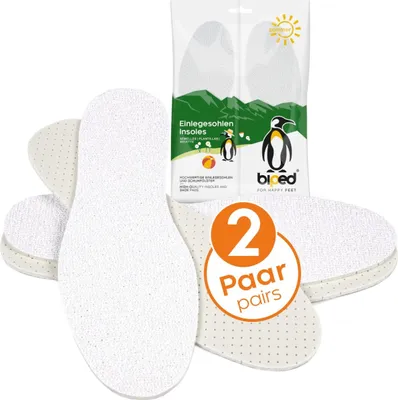 Produktbild von biped 2 Paar Barfuß Einlegesohlen - desodorierend mit dezent frischem Duft - Frotteesohlen aus Baumwolle und weicher Natur Latex Polsterung z2774