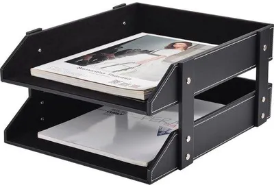 Produktbild von Schwarzes Büroorganizer-Set, A4, stapelbar, Dokumentenhalter