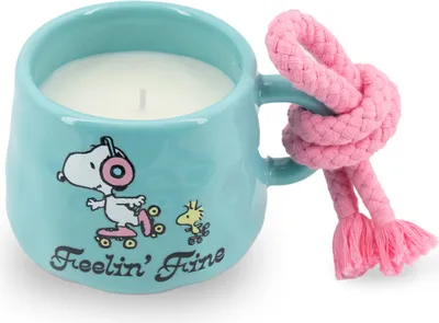 Obrázok produktu pre Vonná sviečka Peanuts, dizajn Rope Cup Feelin' Fine, aromatická sviečka, doba horenia 40 hodín, sklo, parafínový vosk, 200 g